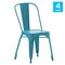 Flash Furniture Tenley Commercial Grade Distressed Blue Metal Indoor-Outdoor Stackable Chairs, 4PK 4-ET-3534-COM-B-GG - alternate 4
